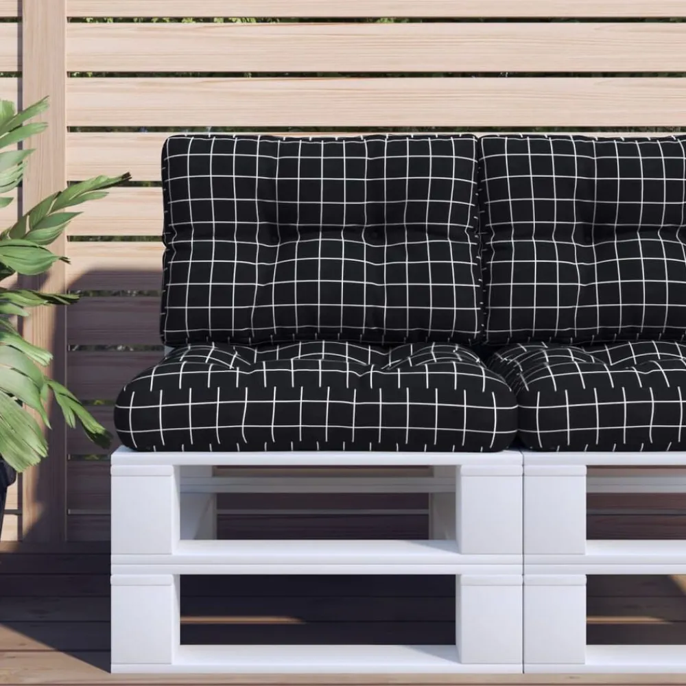 Palletkussens 2 st stof ruitpatroon zwart>vidaXL Sale