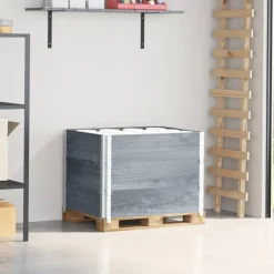 Materiaalbehandeling*vidaXL Palletopzetranden 3 st 80x60 cm massief grenenhout Grijs