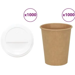Catering & Horeca*vidaXL Papieren koffiekopjes met deksel 1000 st 8oz 200 ml