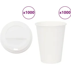 Catering & Horeca*vidaXL Papieren koffiekopjes met deksel 1000 st 12oz 300 ml