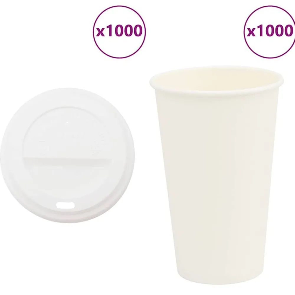 Catering & Horeca*vidaXL Papieren koffiekopjes met deksel 1000 st 16oz 400 ml
