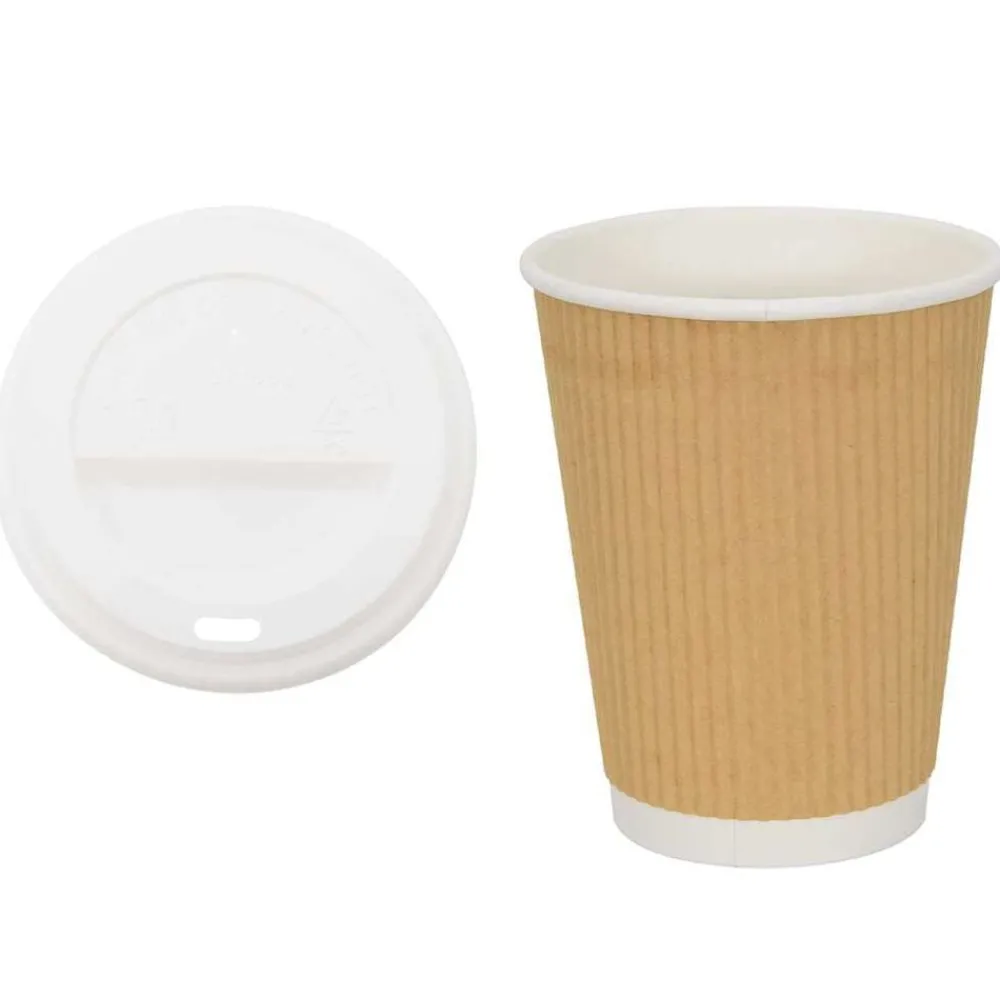 Catering & Horeca*vidaXL Papieren koffiekopjes met deksel 1000 st 16oz 400 ml