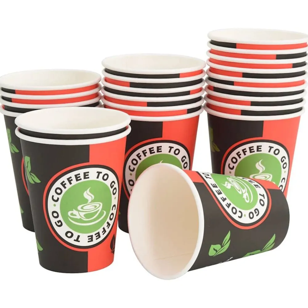 Catering & Horeca*vidaXL Papieren koffiekopjes 1000 st 12oz 300 ml rood en zwart