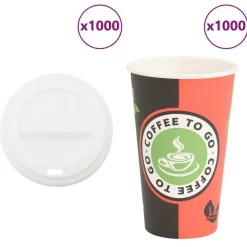 Catering & Horeca*vidaXL Papieren koffiekopjes met deksel 1000 st 16oz 400 ml