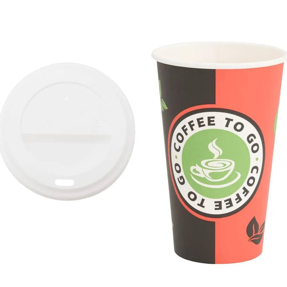 Catering & Horeca*vidaXL Papieren koffiekopjes met deksel 1000 st 16oz 400 ml
