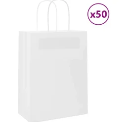 Kunst & Entertainment*vidaXL Papieren zakjes 50 st met hengsels 21x11x28 cm Wit