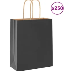 Kunst & Entertainment*vidaXL Papieren zakken 250 st met hengsels 18x8x22 cm Zwart