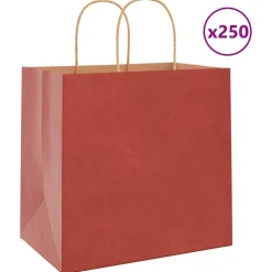 Kunst & Entertainment*vidaXL Papieren zakken 250 st met hengsels 26x17x25 cm Rood