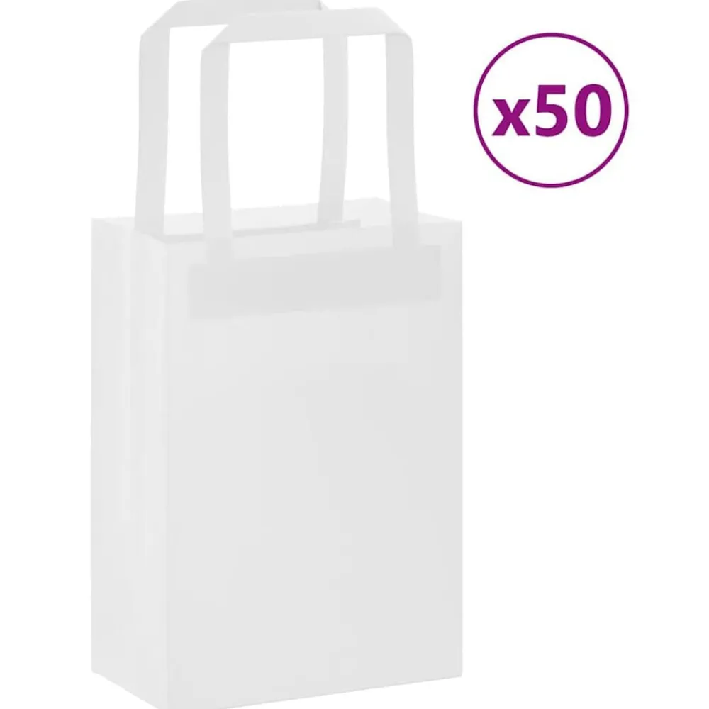 Papieren zakken 50 st met hengsels 15x8x21 cm>vidaXL Clearance