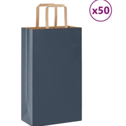 Kunst & Entertainment*vidaXL Papieren zakken 50 st met hengsels 21x11x36 cm Blauw