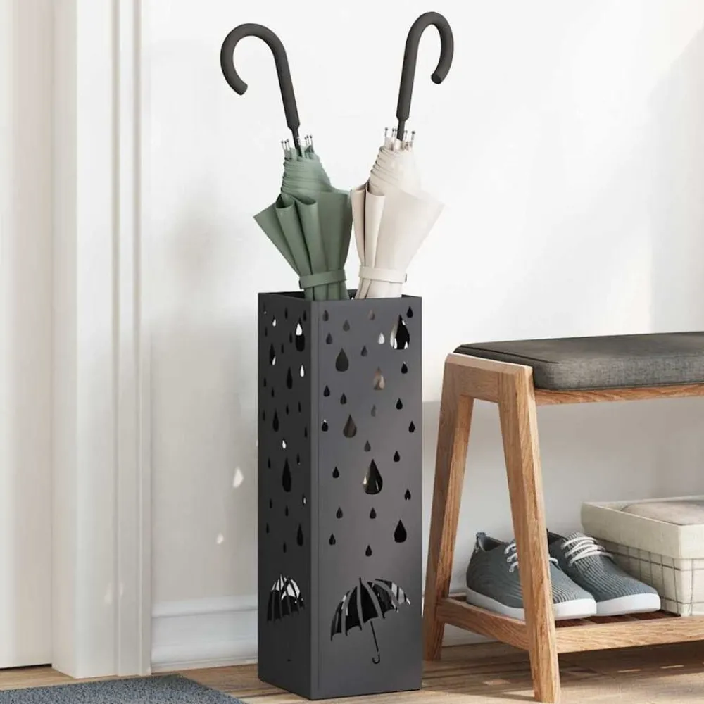 Paraplu Standaard met opslag 15,5 x 15,5 x 49 cm Metaal>vidaXL