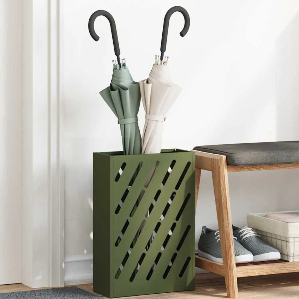 Huishoudelijke Benodigdheden*vidaXL Paraplu Standaard 28 x 12 x 41 cm Staal Olijfgroen