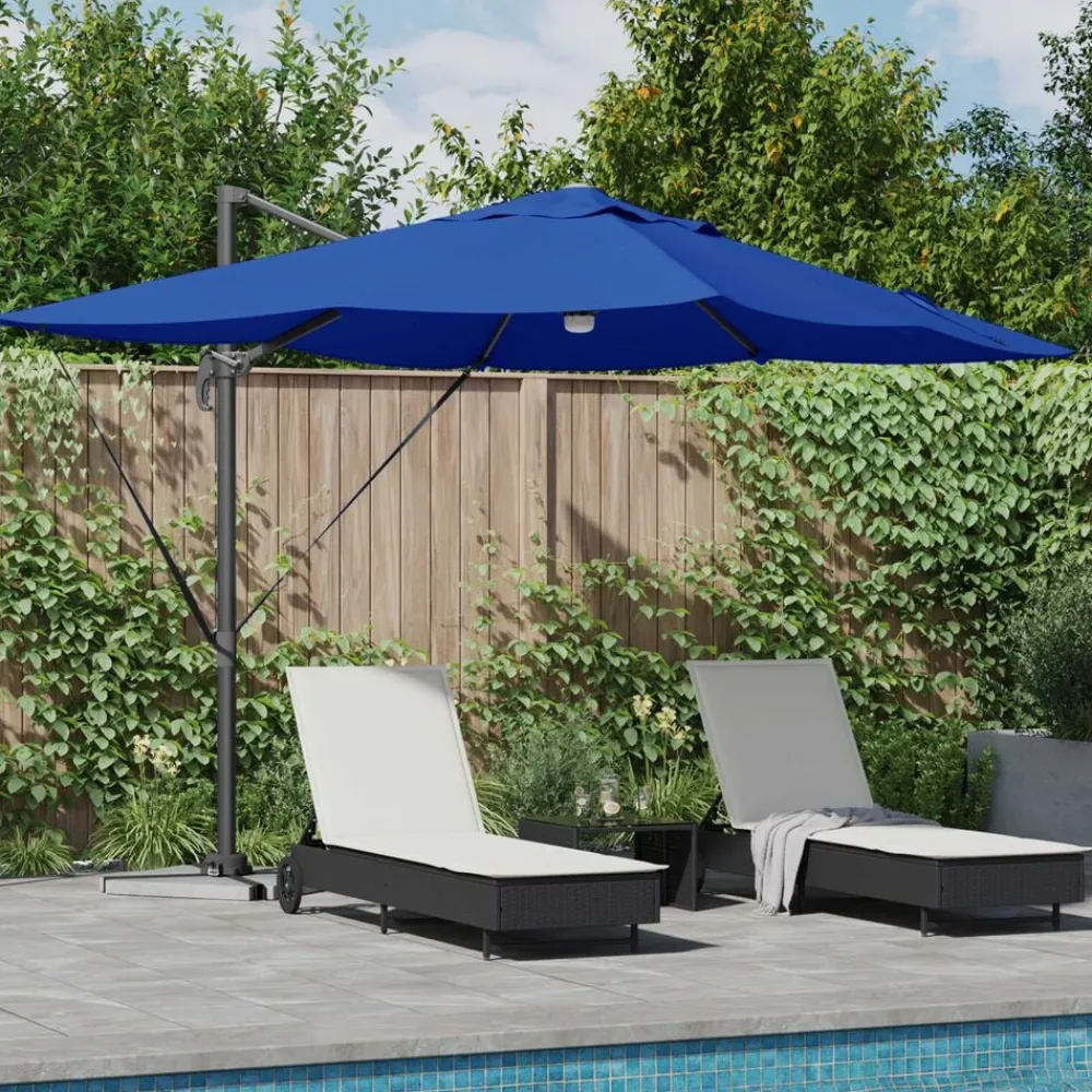Parasol Azurblauw 351 x 250 x 253 cm Polyester en Aluminium>vidaXL