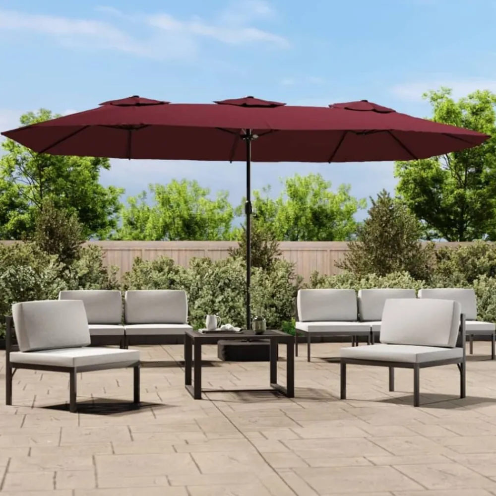 Parasol dubbel dak met LED 449x265 cm bordeaux>vidaXL Outlet