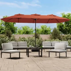 Tuin & Gazon*vidaXL Parasol dubbel dak 449x265 cm kleurig Terracotta