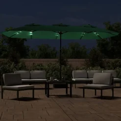 Parasol dubbel dak met LED 449x265 cm><noscript><img width=
