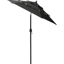 Tuin & Gazon*vidaXL Parasol 3-laags met aluminium paal 2 m Zwart