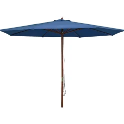 Tuin & Gazon*vidaXL Parasol met houten paal 350 cm Blauw