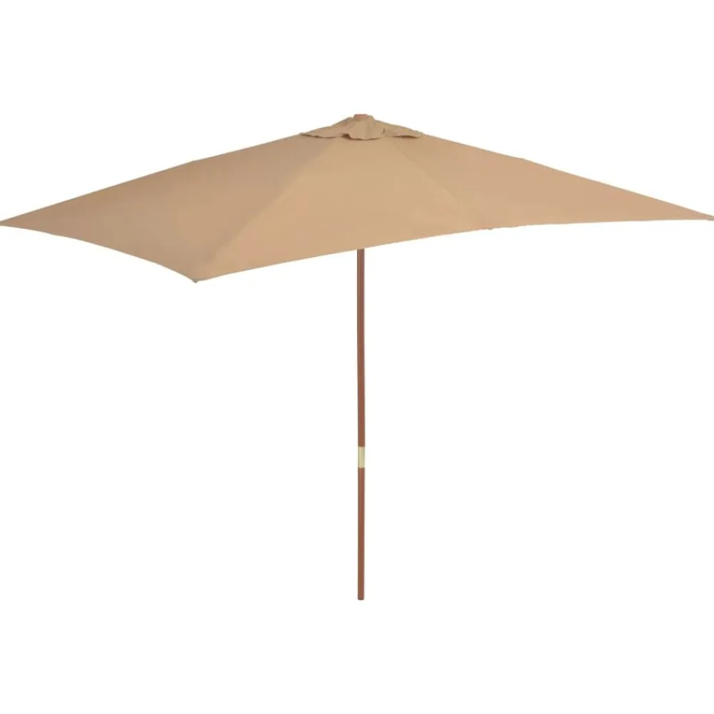 Tuin & Gazon*vidaXL Parasol met houten paal 200x300 cm Taupe