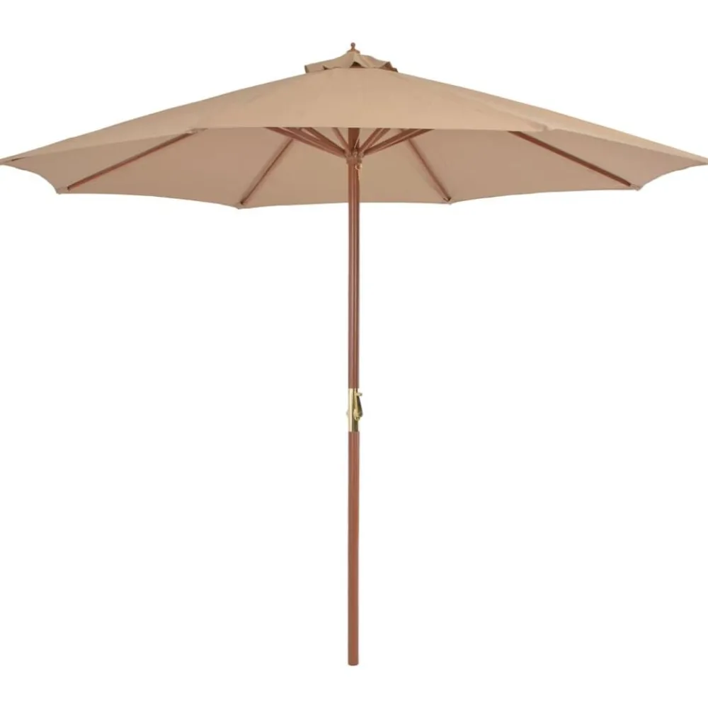 Tuin & Gazon*vidaXL Parasol met houten paal 300 cm taupe Bruin