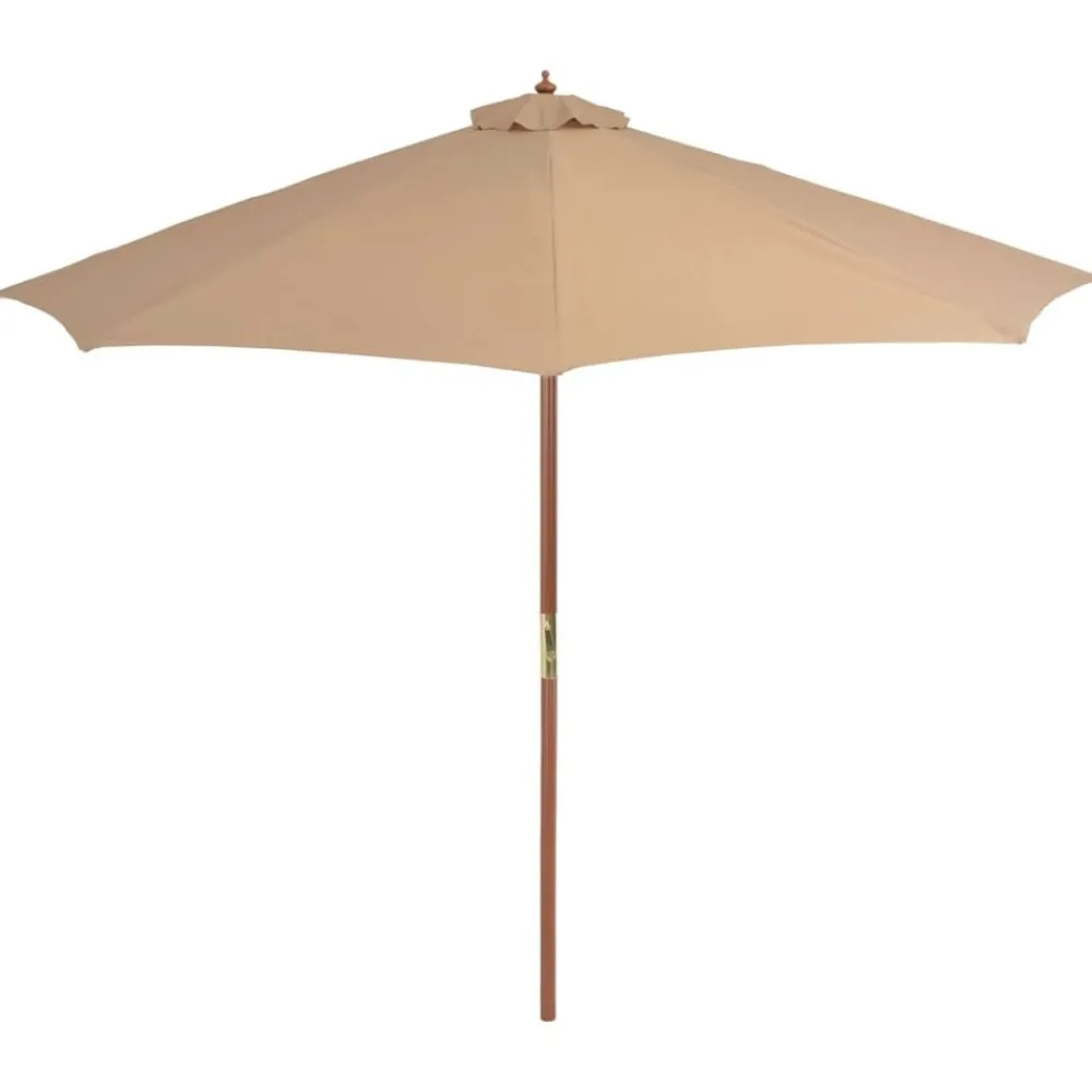 Tuin & Gazon*vidaXL Parasol met houten paal 300 cm taupe Bruin