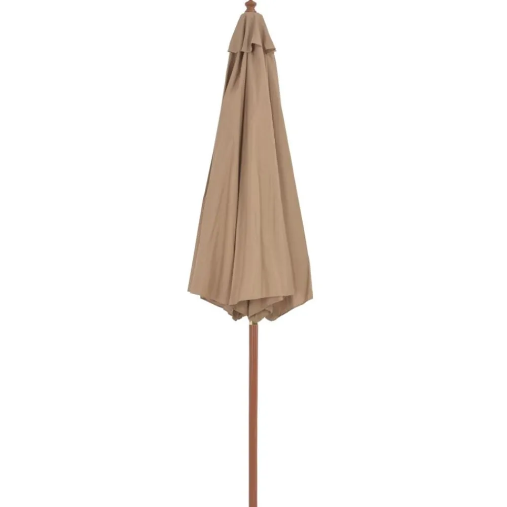 Tuin & Gazon*vidaXL Parasol met houten paal 300 cm taupe Bruin