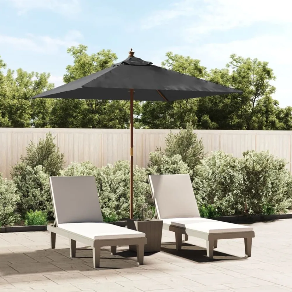 Tuin & Gazon*vidaXL Parasol met houten paal 198x198x231 cm kleurig Antraciet