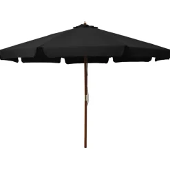 Tuin & Gazon*vidaXL Parasol met houten paal 330 cm Zwart