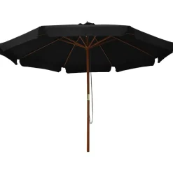 Tuin & Gazon*vidaXL Parasol met houten paal 330 cm Zwart
