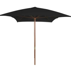 Tuin & Gazon*vidaXL Parasol met houten paal 200x300 cm Zwart