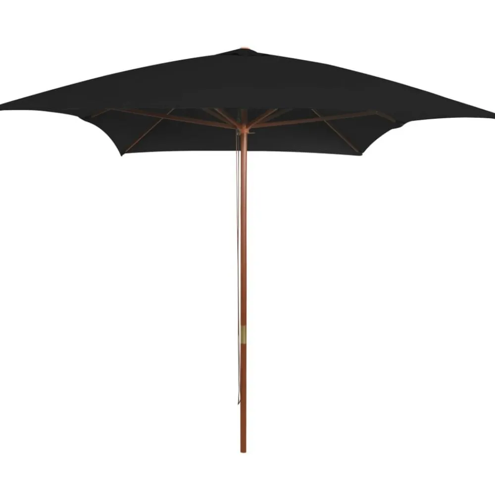 Tuin & Gazon*vidaXL Parasol met houten paal 200x300 cm Zwart