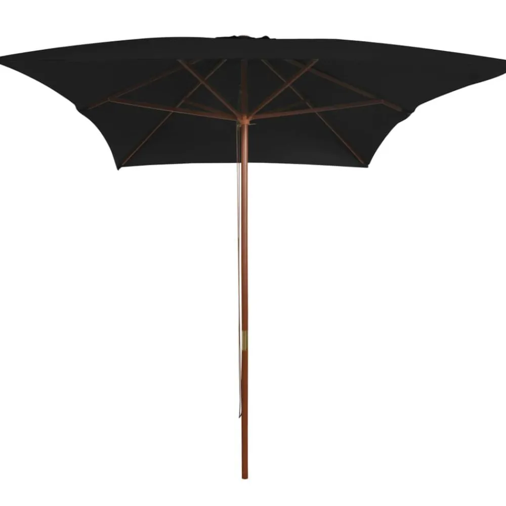 Tuin & Gazon*vidaXL Parasol met houten paal 200x300 cm Zwart