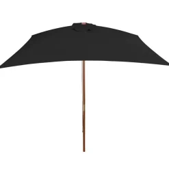 Tuin & Gazon*vidaXL Parasol met houten paal 200x300 cm Zwart