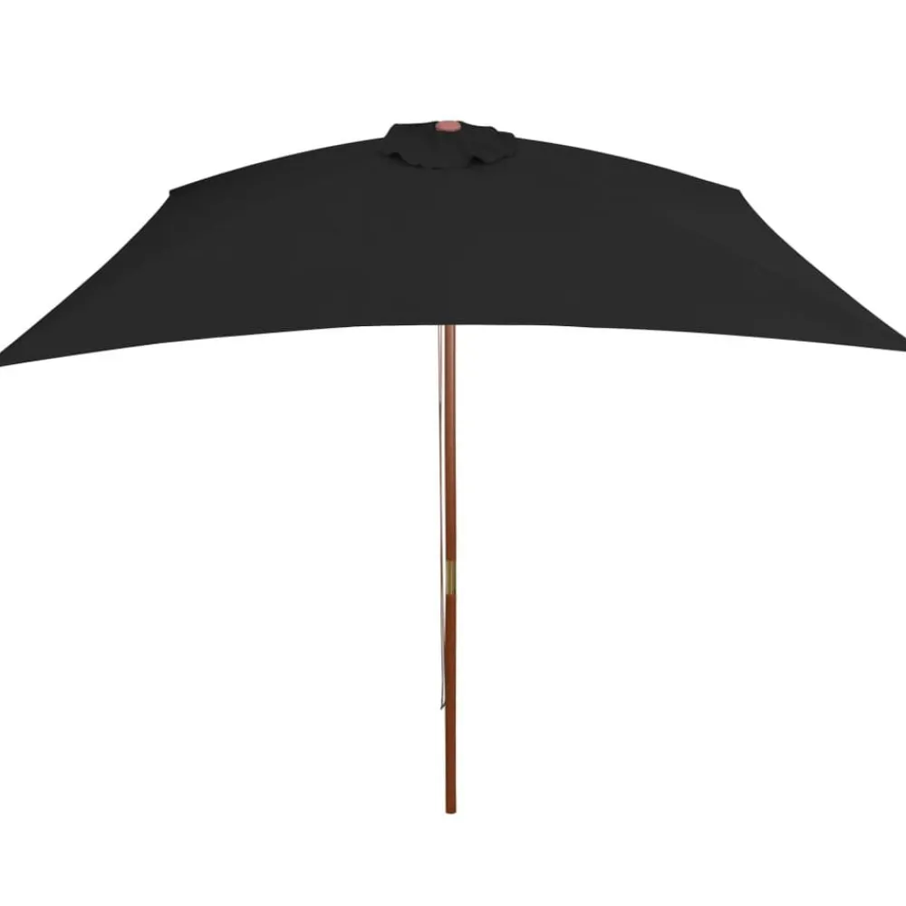 Tuin & Gazon*vidaXL Parasol met houten paal 200x300 cm Zwart