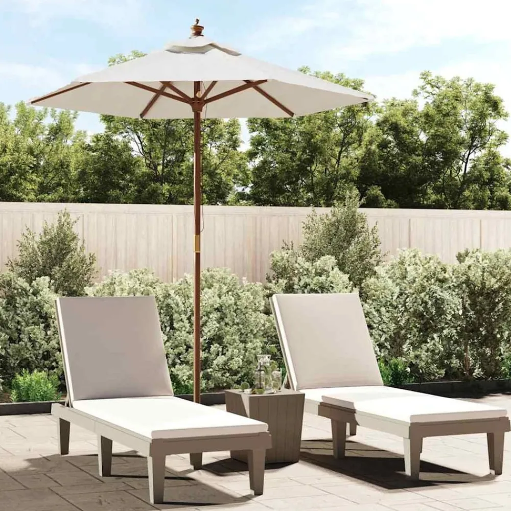 Tuin & Gazon*vidaXL Parasol met houten paal 196x231 cm kleurig Zand