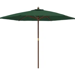 Tuin & Gazon*vidaXL Parasol met houten paal 299x240 cm Groen
