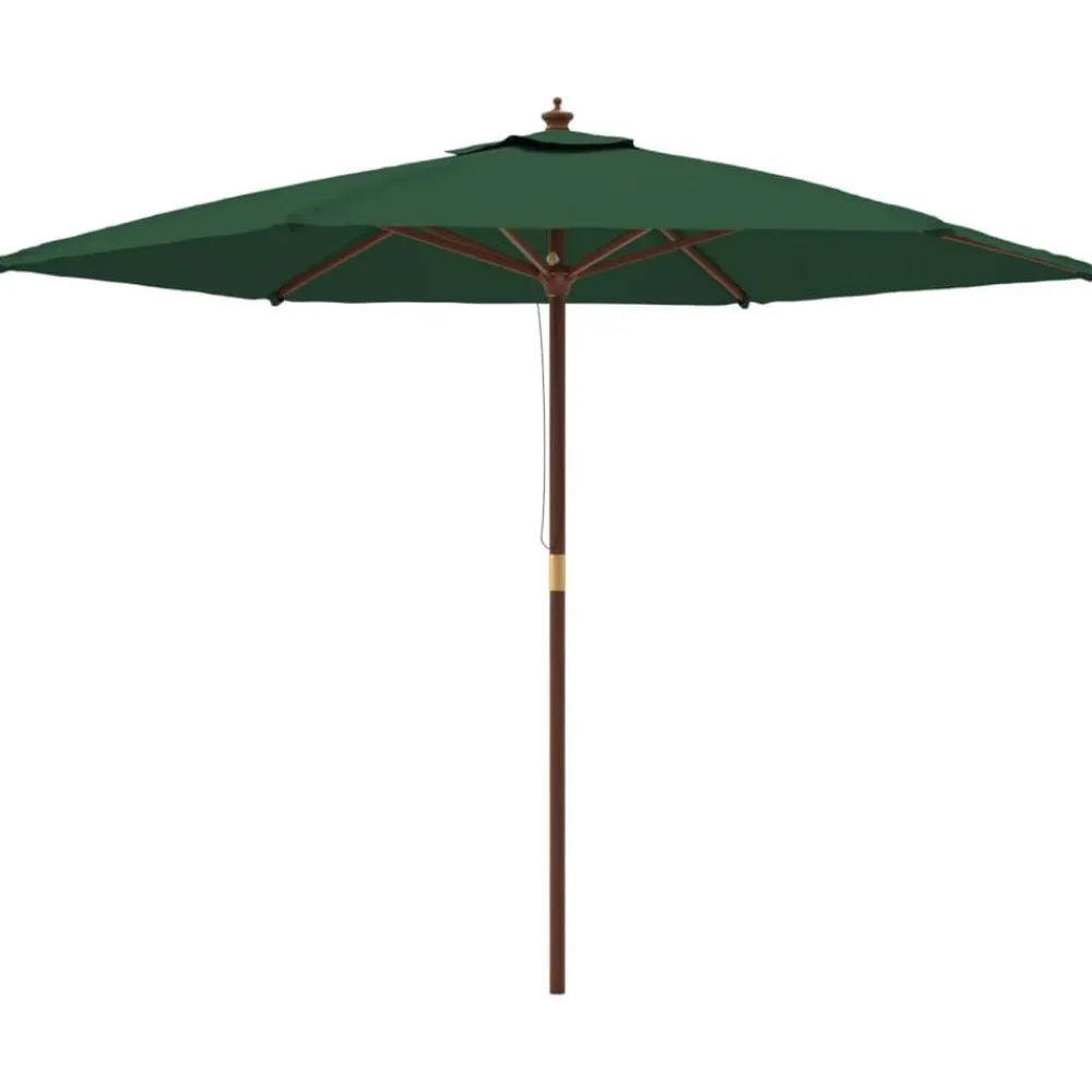 Tuin & Gazon*vidaXL Parasol met houten paal 299x240 cm Groen