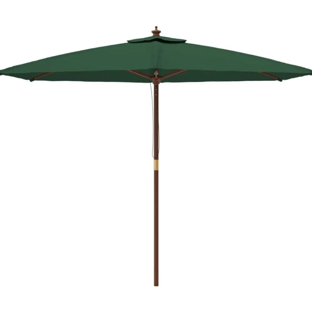 Tuin & Gazon*vidaXL Parasol met houten paal 299x240 cm Groen