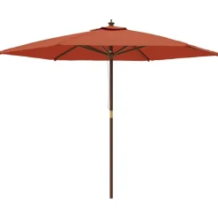 Tuin & Gazon*vidaXL Parasol met houten paal 299x240 cm kleurig Terracotta