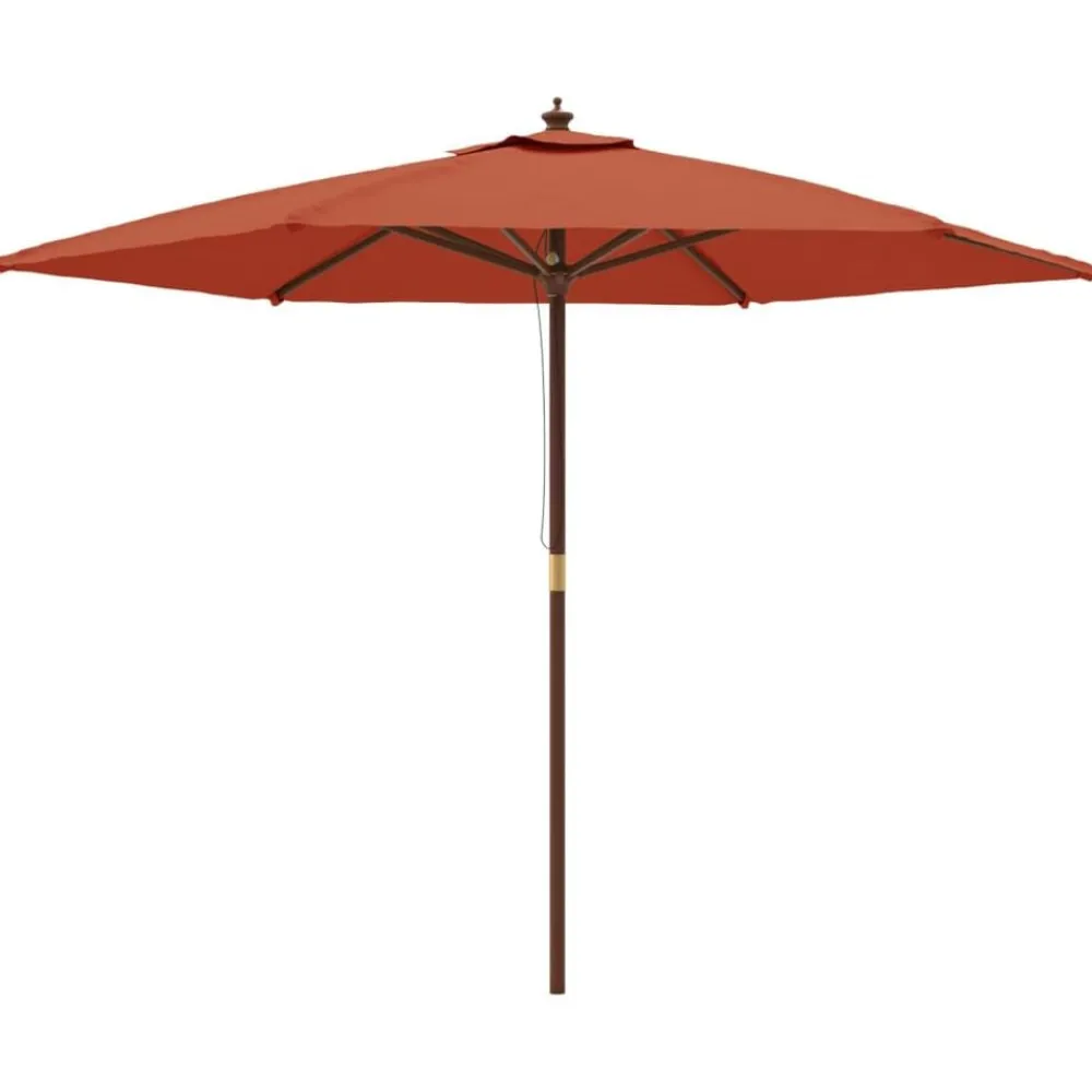 Tuin & Gazon*vidaXL Parasol met houten paal 299x240 cm kleurig Terracotta