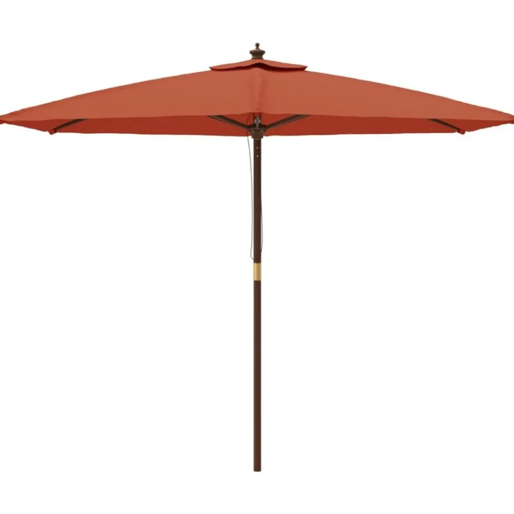 Tuin & Gazon*vidaXL Parasol met houten paal 299x240 cm kleurig Terracotta