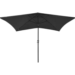 Tuin & Gazon*vidaXL Parasol met LED's en stalen paal 2x3 m Zwart