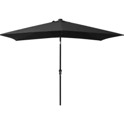 Tuin & Gazon*vidaXL Parasol met LED's en stalen paal 2x3 m Zwart
