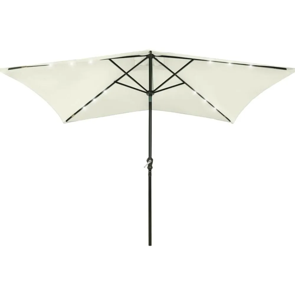Tuin & Gazon*vidaXL Parasol met LED's en stalen paal 2x3 m kleurig Zand