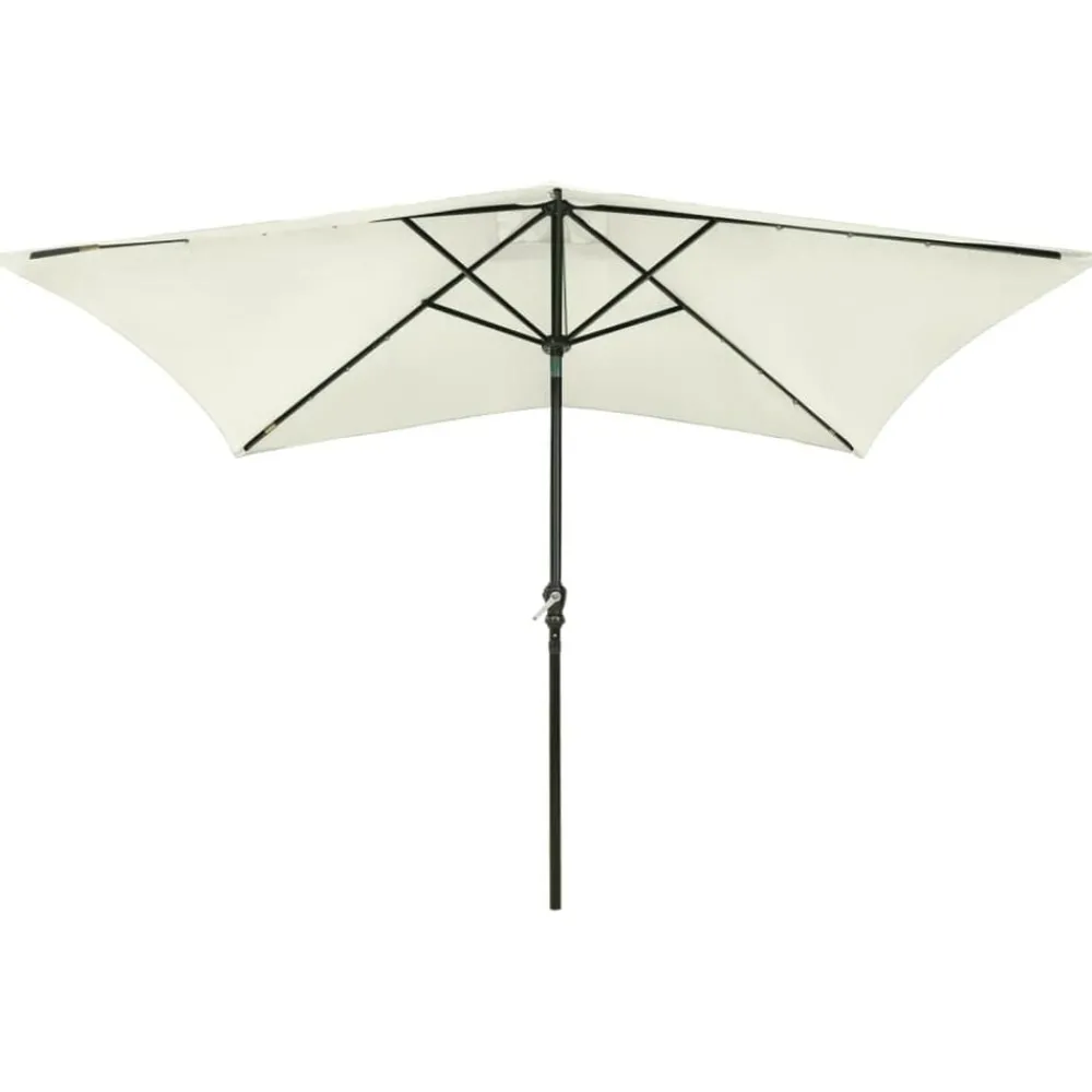 Tuin & Gazon*vidaXL Parasol met LED's en stalen paal 2x3 m kleurig Zand
