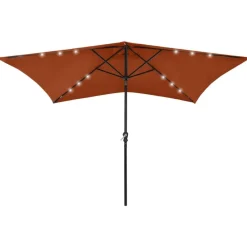 Parasol met LED's en stalen paal 2x3 m kleurig>vidaXL Best