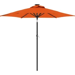 Tuin & Gazon*vidaXL Parasol met LED's en stalen paal 225x225x212 cm Terracotta