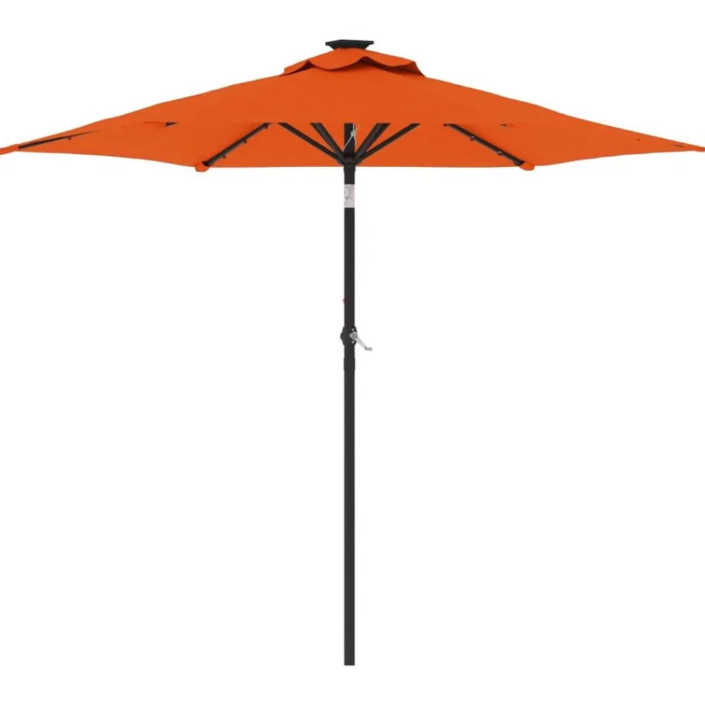 Tuin & Gazon*vidaXL Parasol met LED's en stalen paal 225x225x212 cm Terracotta