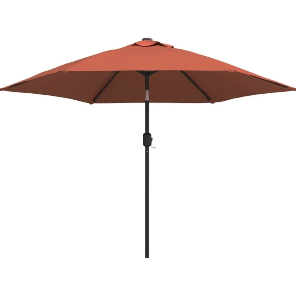Tuin & Gazon*vidaXL Parasol met LED-verlichting en stalen paal 300 cm Terracotta