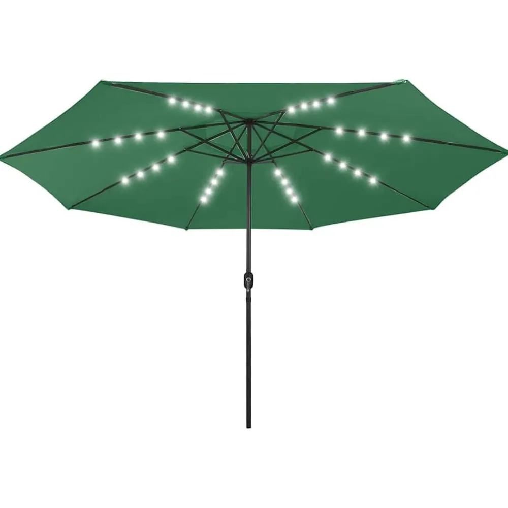 Tuin & Gazon*vidaXL Parasol met LED-verlichting 400 cm Groen